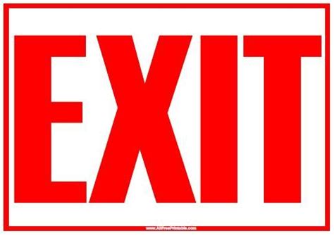 exit sign  printable allfreeprintablecom emergency exit