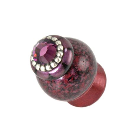 jeweled cabinet knob  unique ruby red paint finish   diameter