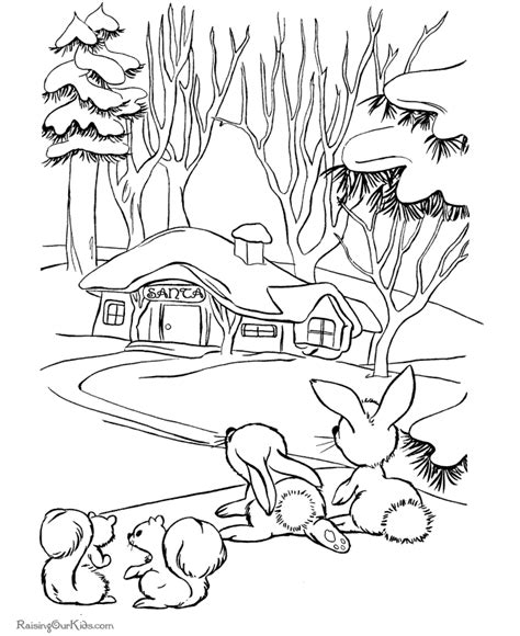 christmas scene coloring page santas house