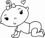 Baby Coloring Girl Clipart Clip Outline Cute Crawling Cartoon Pages Babies Drawings Lamb Cliparts Crawl Wedding Library Boy Horseshoe Clipartbest sketch template