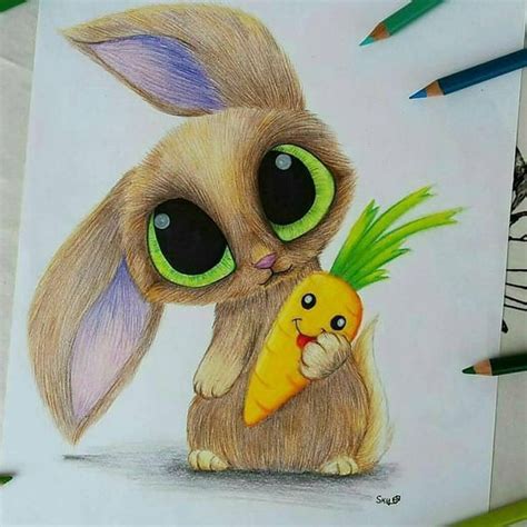 bunny   carrot drawing color pencil drawing pencil art drawings