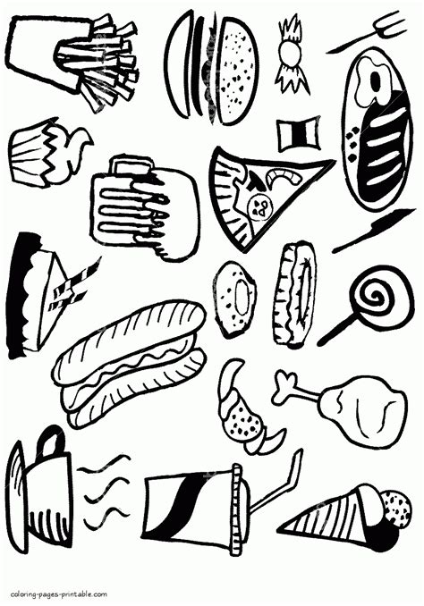 unhealthy food coloring pages printable coloring pages