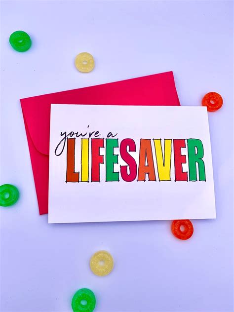 youre  lifesaver card printable  card diy etsy