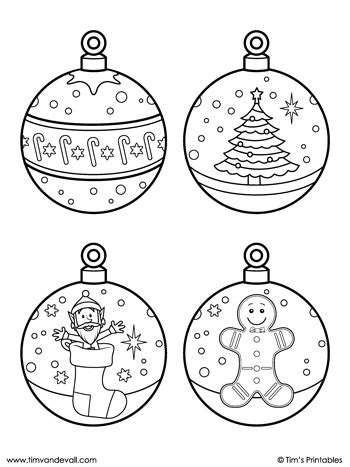 christmas ornaments coloring page tims printables