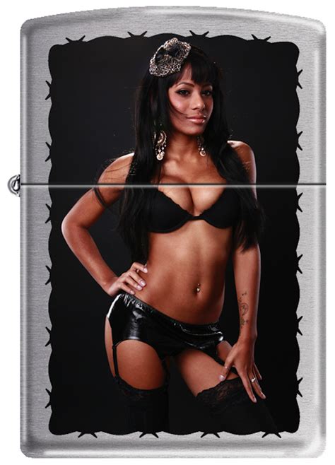 zippo lighter midnight girl collection naughty girl number two black leather negligee sexy pin