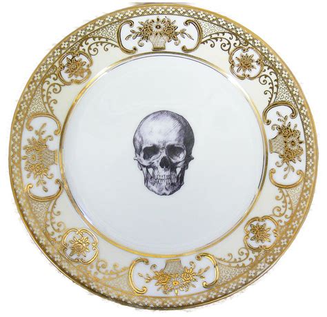 upcycled skull design gold salad plate  melody rose notonthehighstreetcom