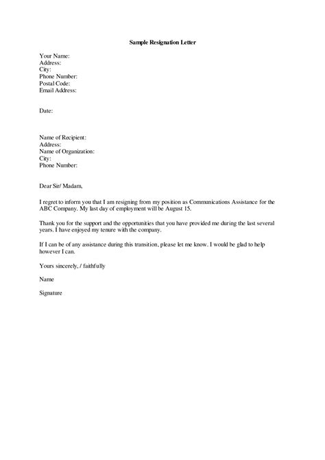 letter  resignation templates   resign vrogueco