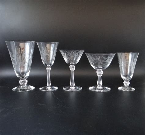 Four Antique Fostoria Cynthia Clear Depression Glass Cut Glass