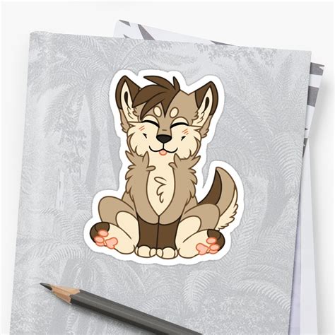 cute chibi brown wolf sticker  bit paws redbubble