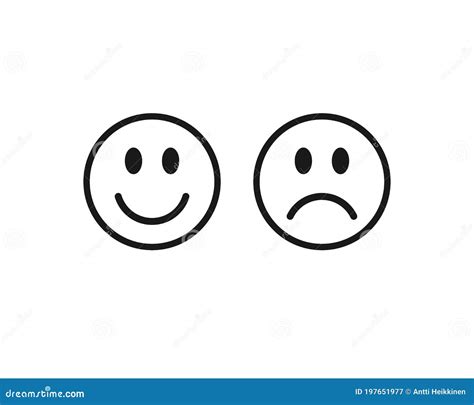 happy glimlach en droevig ongelukkig gezicht emoji icon symbool voor positief en negatief gevoel
