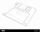 Floppy Storage Disk Sketch Stock Computer Drawing 3d Illustration Style Wire Frame Diskette Alamy sketch template