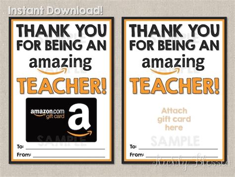 instant  amazon gift card teacher appreciation gift