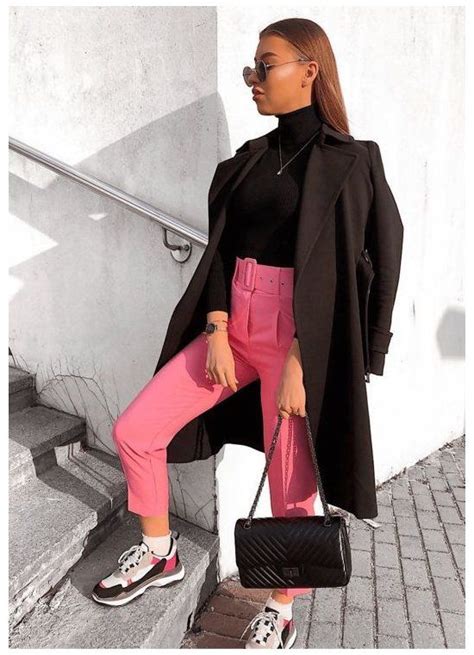 High Waisted Tailored Belted Trousers Pink High Waisted Trousers