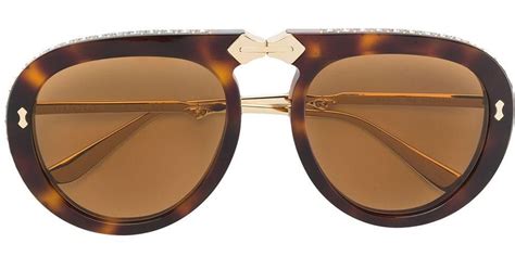gucci aviator foldable sunglasses in brown lyst