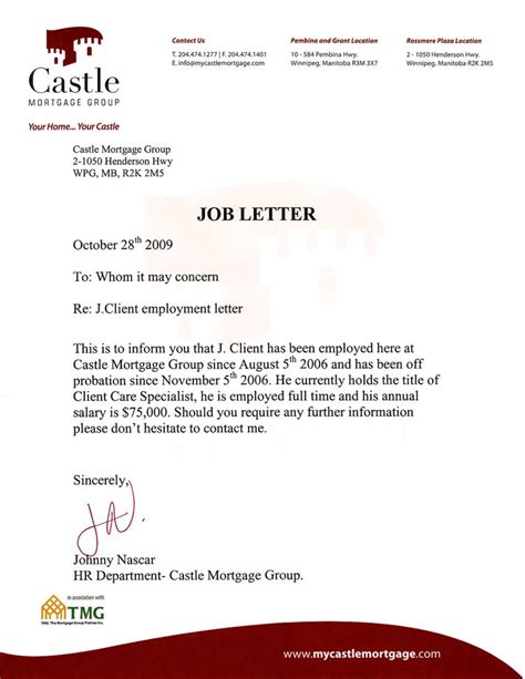letter  employment confirmation cover letter