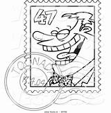 Stamp Cartoon Coloring Postage Postmarked Vector Drawing Ron Leishman Outline Getdrawings sketch template