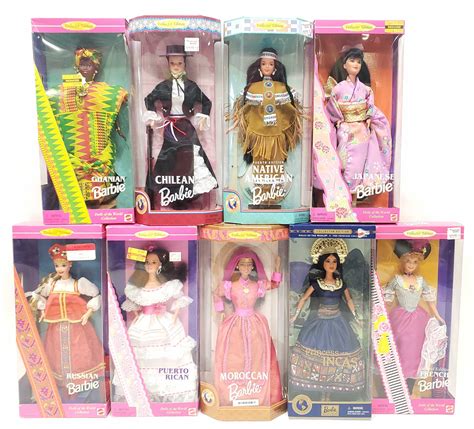 Lot 9 Mattel Barbie Dolls Of The World Collection