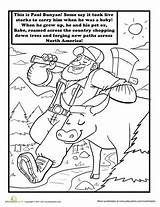 Bunyan Paul Coloring Worksheets Pages Worksheet Tall Tales Activities Reading Grade Ox Social Studies Blue Kids Folk Education Preschool Pecos sketch template