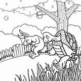 Tortoise Hare Coloring Line Drawing Getdrawings Getcolorings Pages Print Printable sketch template