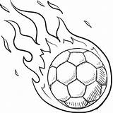 Soccer Ball Coloring Draw Pages Fire Sketch Kids Drawing Football Sports Sport Easy Drawings Vector Excitement Coloring4free Steps Flaming Stock sketch template
