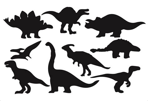 set silhouettes  dinosaurs bundle svg files  silhouette