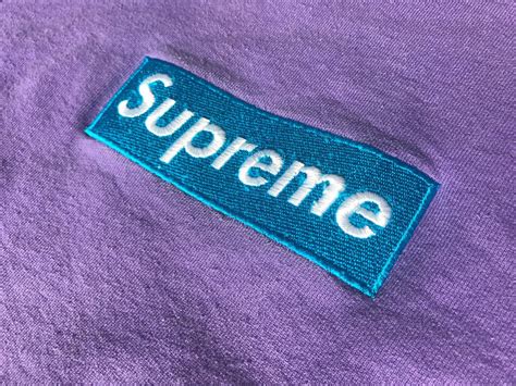 supreme teal  purple box logo crewneck grailed