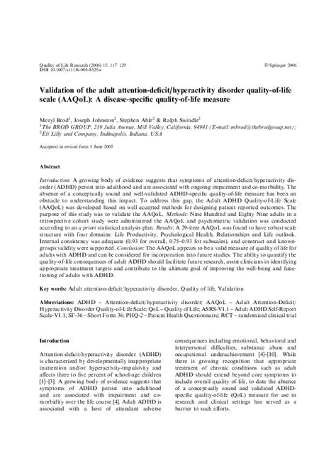 pdf validation of the adult attention deficit