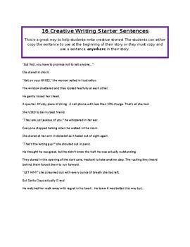 sentence starters  creative writing sentence starters
