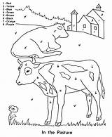Color Number Coloring Pages Easy Activity Cows Farm Numbers Pasture Beginner Kids Follow Sheet Learn Educational Fun sketch template