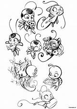 Kwami Miraculous Duusu Tikki Ladybug Colorear Superhelden Nooro Héros sketch template