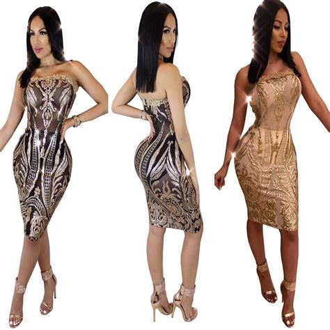 2018 new sexemara sexy strapless gold black sequins slim fit tight bodycon dress mini club party