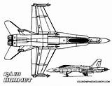 Hornet F18 Coloring Pages Airplane sketch template