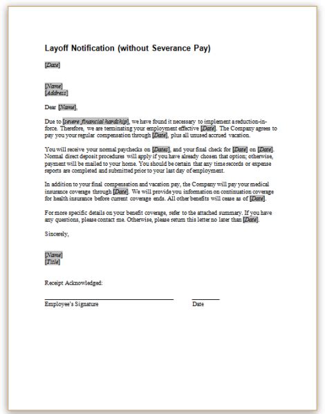sample letter   severance pay webcasorg