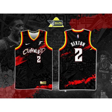 Cleaveland Sexton 2 Black Red High Quality Full Sublimation Nba