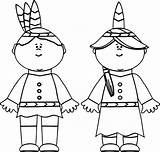 Coloring Pages Pilgrim Native Indian American Girl Boy Thanksgiving Color Americans Face Gingerbread Girls Printable Kindergarten Family Doll Drawing Faces sketch template