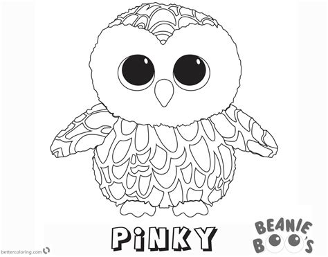 beanie boo coloring pages owl pinky  printable coloring pages