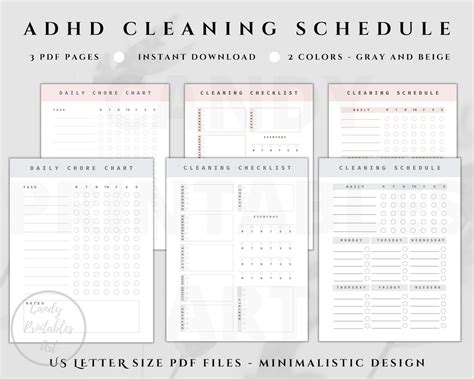 adhd cleaning schedule checklist adhd chore chart daily etsy nederland