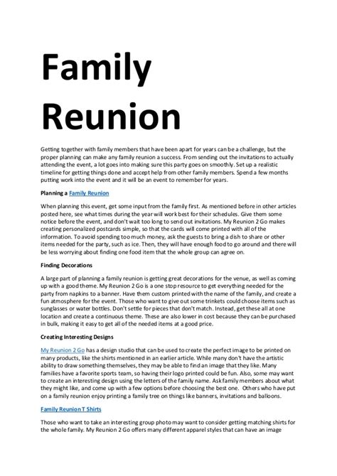 family reunion letter    year ideas google search family
