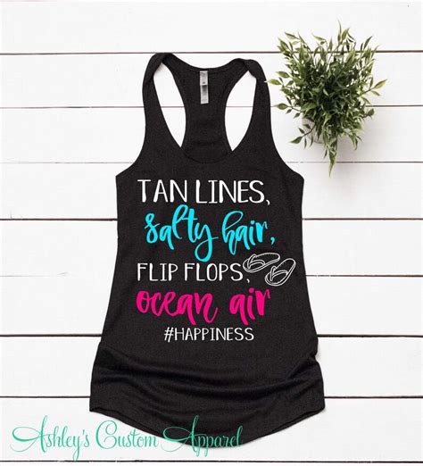 beach tank tops for women tan lines salty hair flips flops and etsy