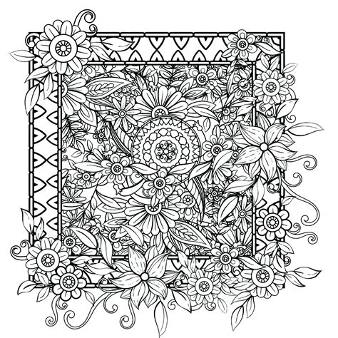 flowers coming    frame flowers adult coloring pages