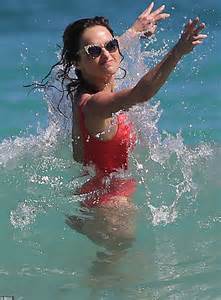 Giada De Laurentiis 49 Looks Toned In A Plunging Red Swimsuit As She
