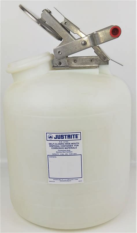 justrite   closing wide mouth safety container   gallon  sale  chemist