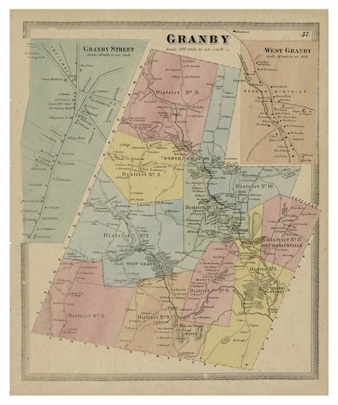granby connecticut  hartford   map reprint  maps