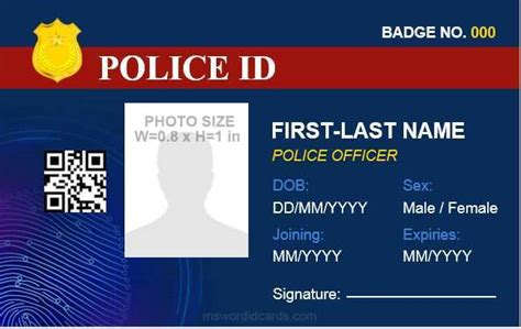 law enforcement id card template cards design templates