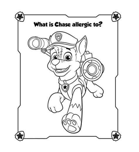 chase paw patrol  coloring page  printable coloring pages  kids