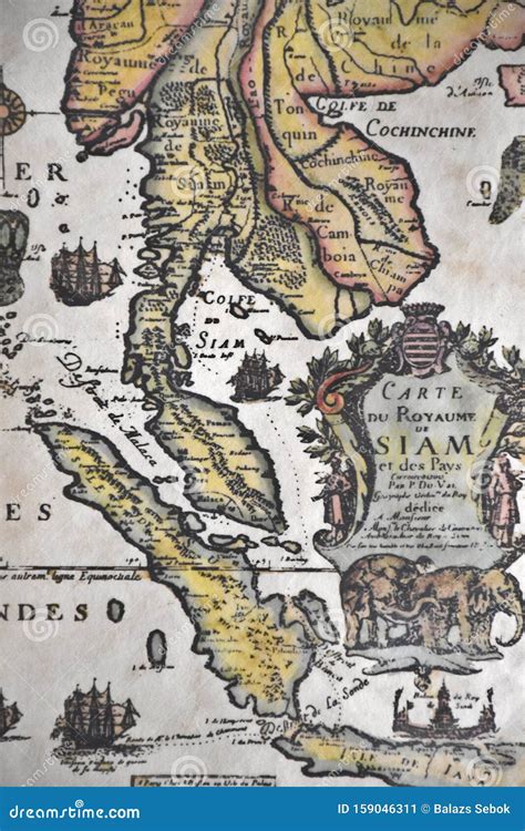 antique map    siam stock image image  globe asia