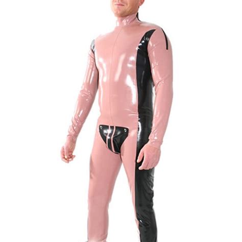 0 6mm thickness handmade latex catsuit front zip through back latex