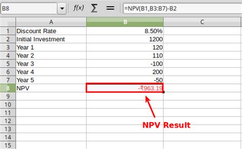 calculate npv  excel