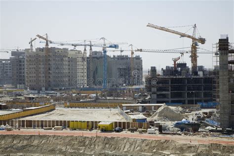uae dubai construction project   mall   emirates  sheikh zayed road stock photo