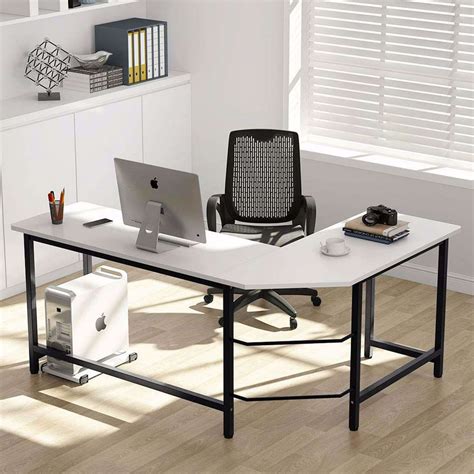 tribesigns modern  shaped desk corner computer desk pc laptop study